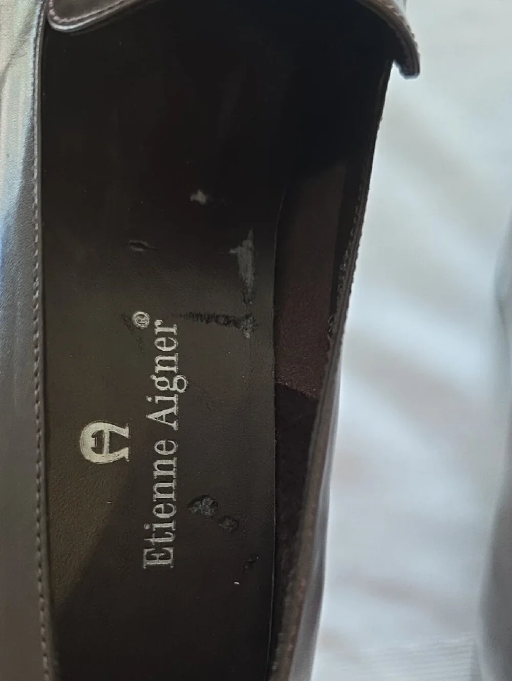 Vintage Etienne Aigner Dark Brown Leather Square Block Heel Pumps NOS 6 Samples